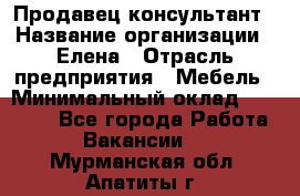 Продавец-консультант › Название организации ­ Елена › Отрасль предприятия ­ Мебель › Минимальный оклад ­ 20 000 - Все города Работа » Вакансии   . Мурманская обл.,Апатиты г.